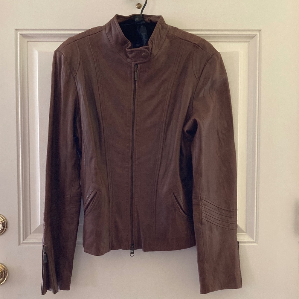 Bagatelle Leather Double Zip Front Jacket/Chocolate/Size 12/EUC/WORN ONCE!!!